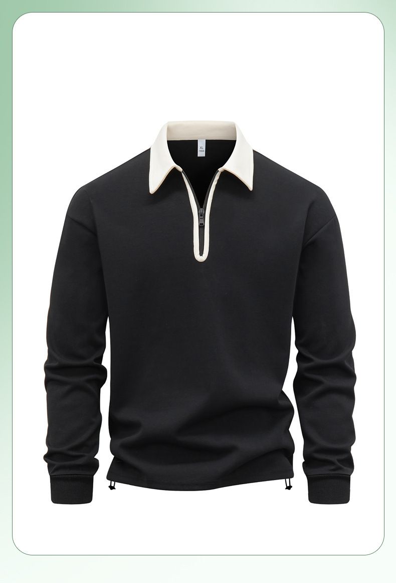 Herren-Sweatshirt mit Reißverschluss – Koreanisch inspirierter Oversize-Pullover mit Stehkragen (Schwarz/Marineblau/Beige/Grau)_voghion.com