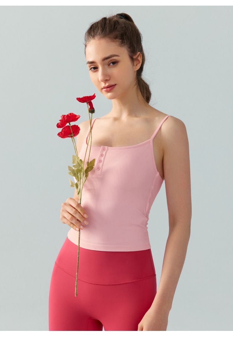 Odzież damska Seksowna koszulka do jogi z kwadratowym dekoltem i ramiączkami spaghetti z ochraniaczem na klatkę piersiową dla kobiet do noszenia jako warstwa zewnętrzna Uniwersalny i smukły top do pilatesu_voghion.com