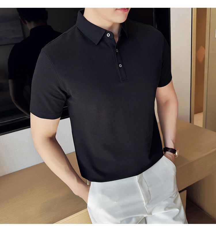 Polo à manches courtes pour homme, nouveauté spéciale été, en coton, confortable, petit revers, non marquant, pressage, version coréenne, coupe ajustée, Paul_voghion.com