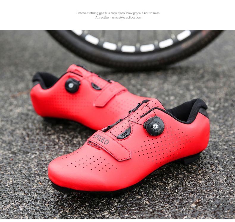 Novo estilo de calçados de ciclismo com travas, calçados com trava de fivela dupla, calçados de bicicleta de estrada masculinos e femininos, solado rígido de borracha para mountain bike_voghion.com
