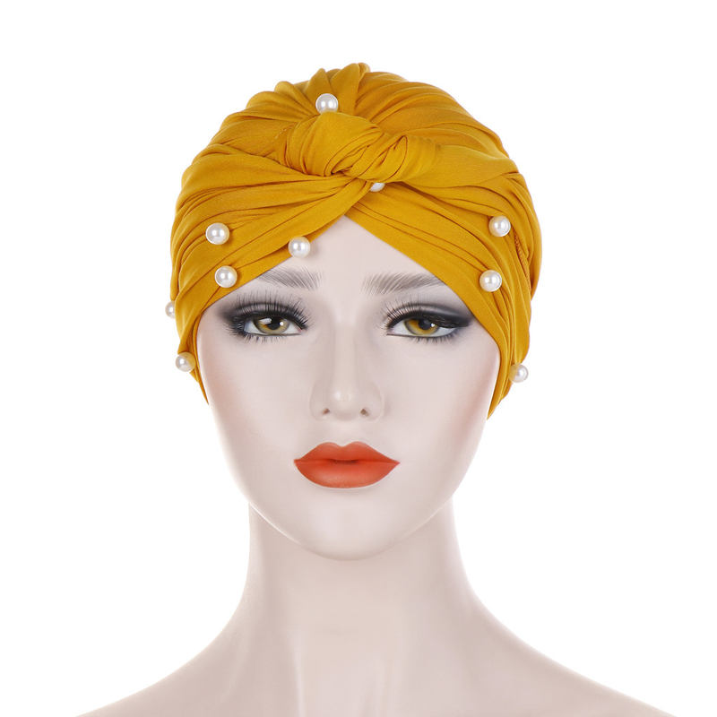 Sombreros de mujer Nueva variedad de turbantes, turbantes musulmanes, turbantes de perla blanca_voghion.com