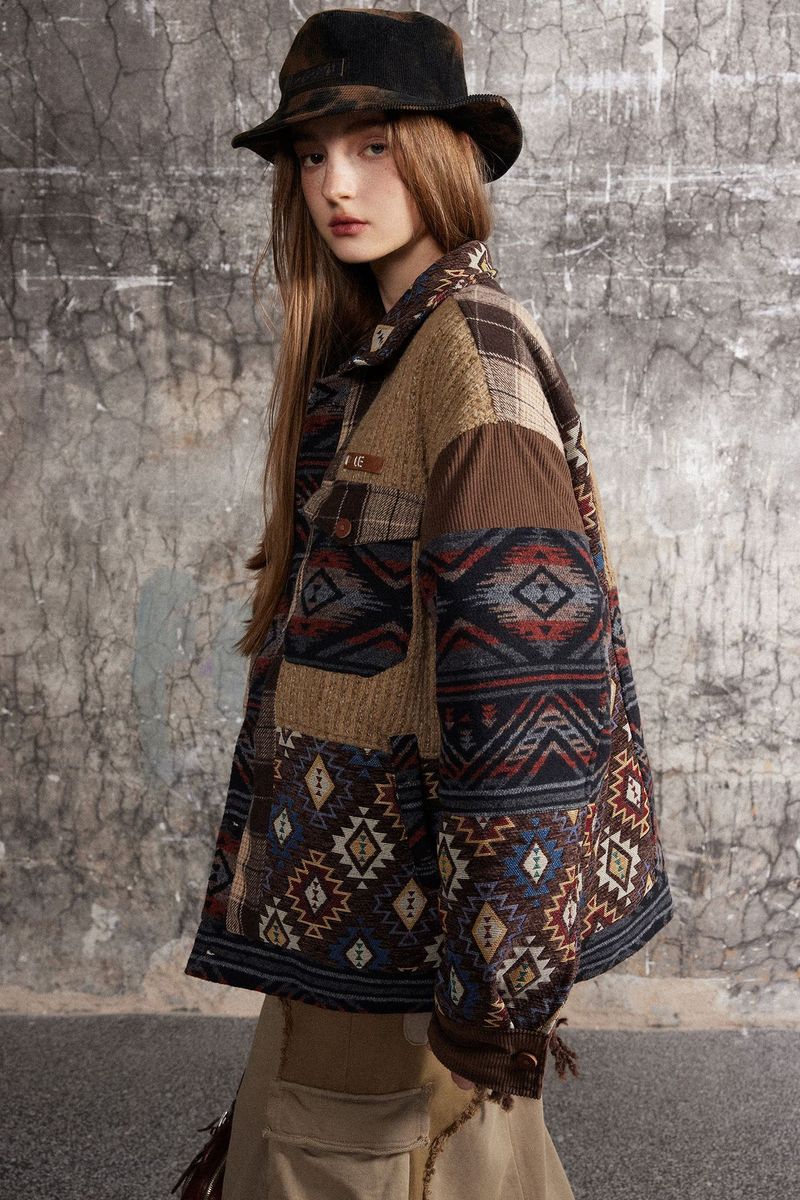 Eon Modish 25 Autumn New American Street Fashion Ethnic Style Patchwork Jacket Coat_voghion.com