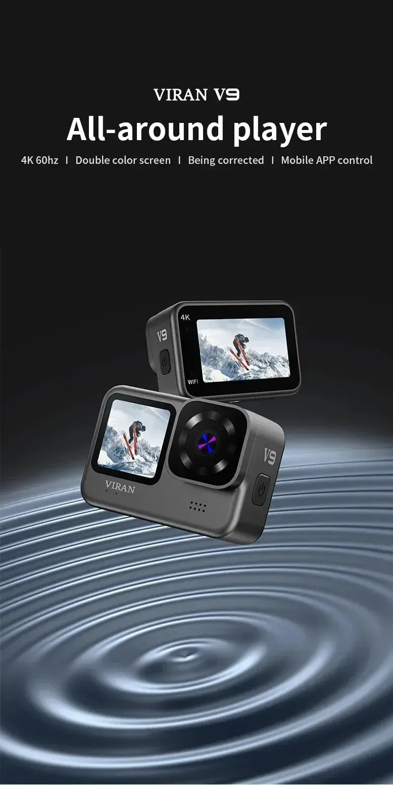 Telecamera 4K con doppio schermo a colori esclusiva per immersioni, anti-vibrazione, ciclismo all'aperto, turismo, Viran Sports Dv Came_voghion.com