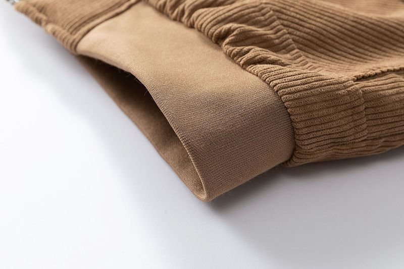 Herren-Arbeitsjacke aus Cord – Vintage-Passform im Relaxed Fit mit gestepptem Futter, winddichter Mantel mit Reißverschluss für den Winter (Schwarz/Anthrazit/Karamell, 100 % Polyester)_voghion.com