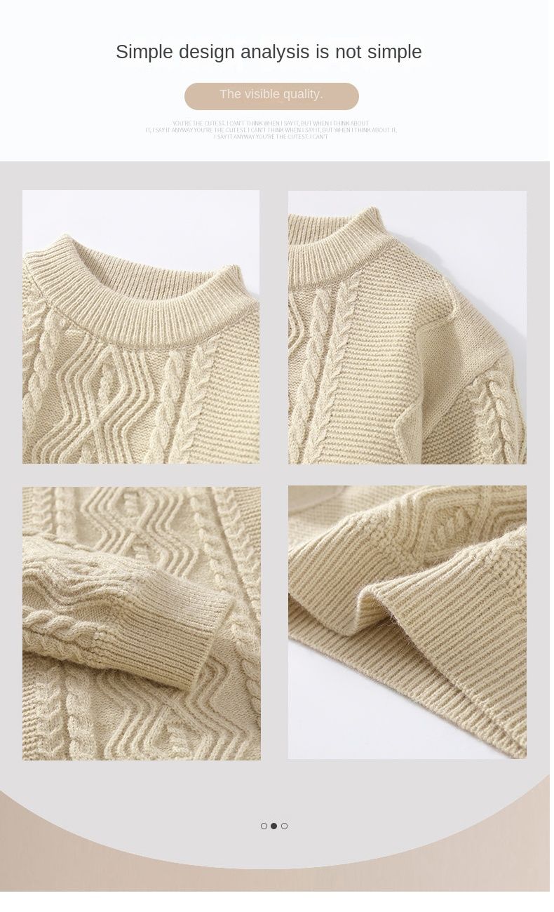 Comfortabele kasjmier gebreide trui voor tieners in de herfst en winter, kwaliteits gebreide trui_voghion.com