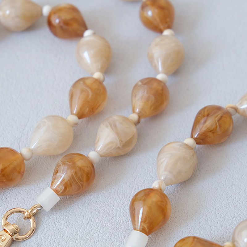 Veelzijdige acryl mode waterdruppel kralen accessoires riem abrikoos hangende touw tas telefoon ketting_voghion.com