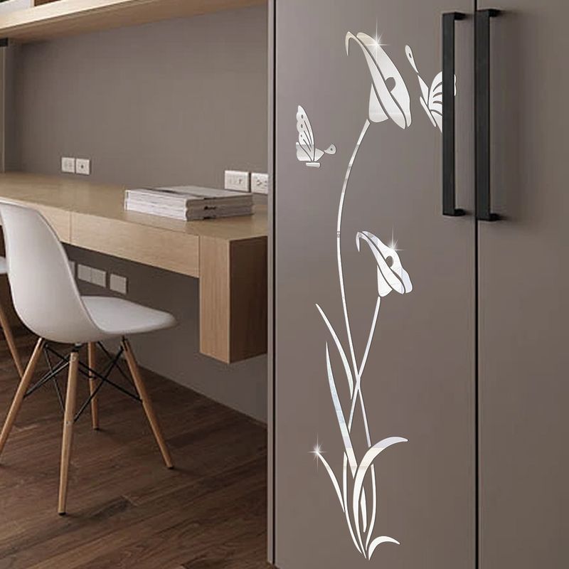 Ove's new acrylic lotus butterfly 1MM thick mirror sticker SM326 custom decorative self-adhesive wall_voghion.com
