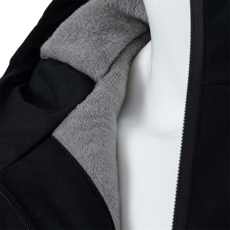 Giacca a vento con cappuccio, morbida e spessa, da uomo, elegante, con motivo color block, per le tendenze della moda autunnale e invernale_voghion.com