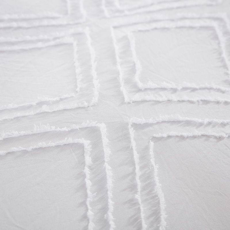 Parure de lit en flanelle douce à motifs géométriques – Literie respirante et hypoallergénique, couleur blanche_voghion.com