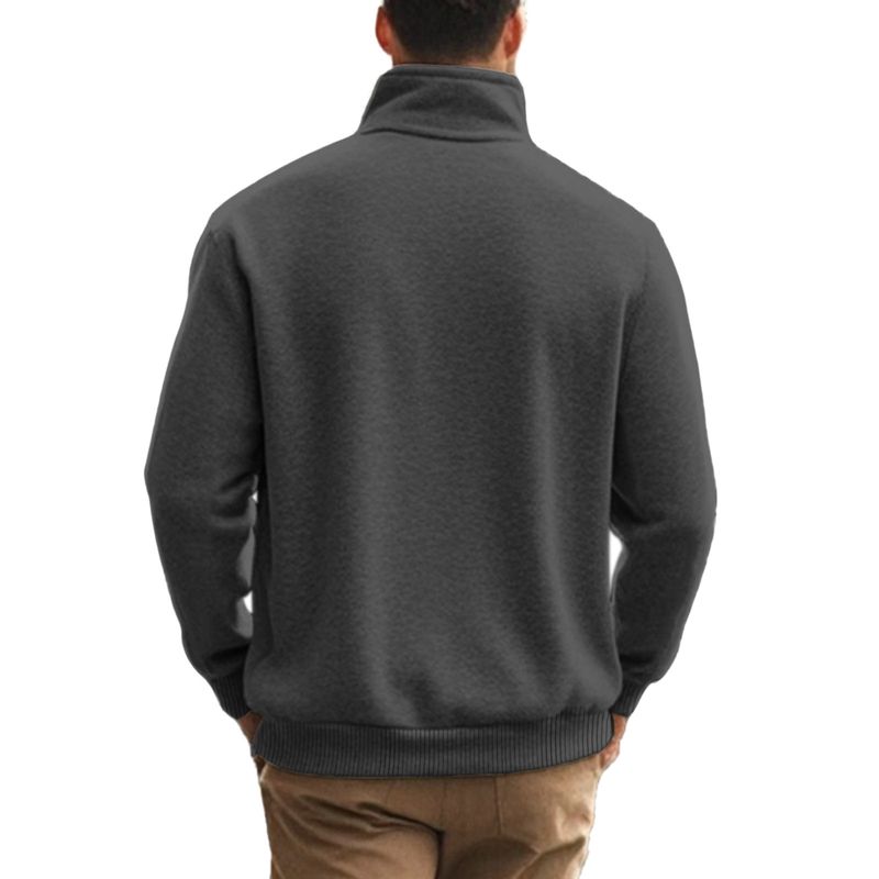Herbst und Winter Neue Herren Sweatshirt Casual Reißverschluss Stehkragen Plus Samt Einfarbig Herrenjacke_voghion.com
