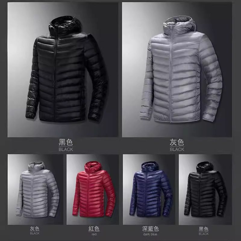 Giacca invernale leggera con cappuccio ricaricabile di alta qualità da uomo, sportiva, casual, in piumino d'anatra bianco_voghion.com