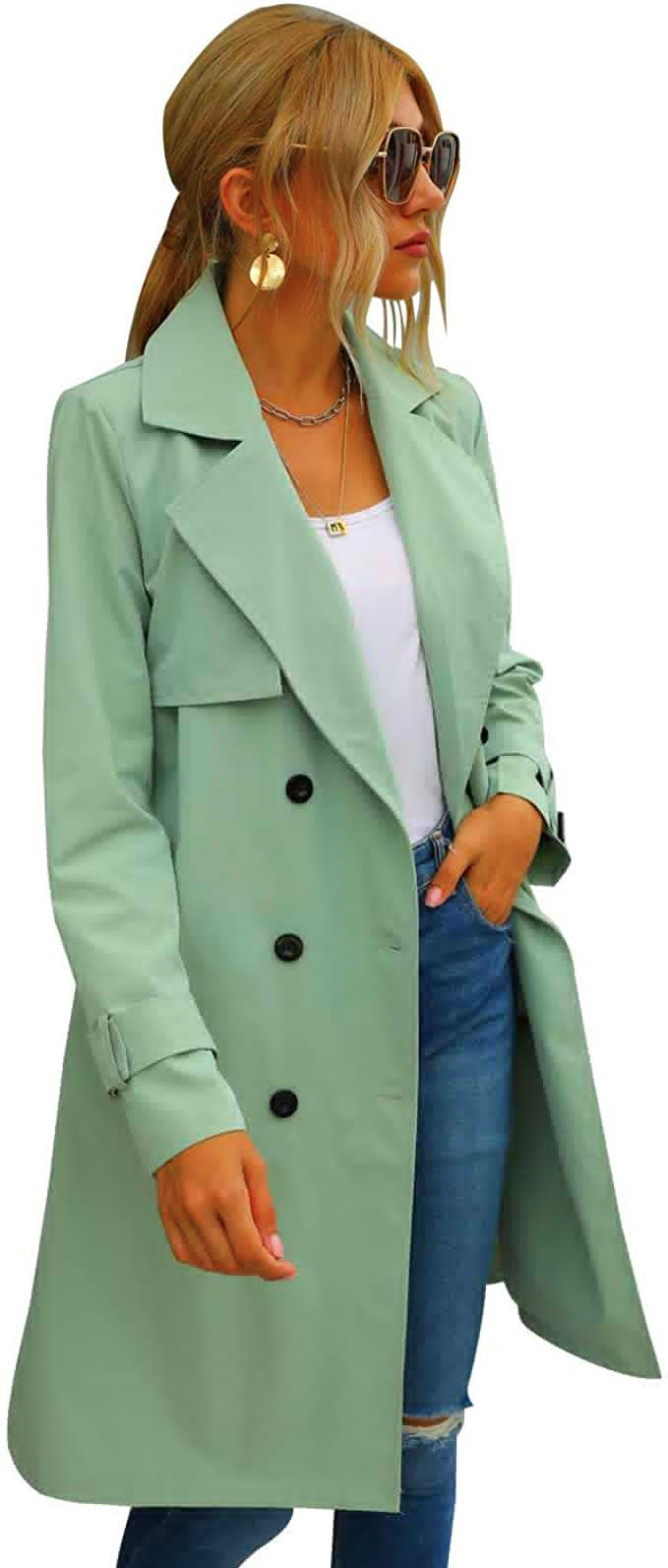 Women's trench coat autumn and winter explosive single breasted medium long coat_voghion.com