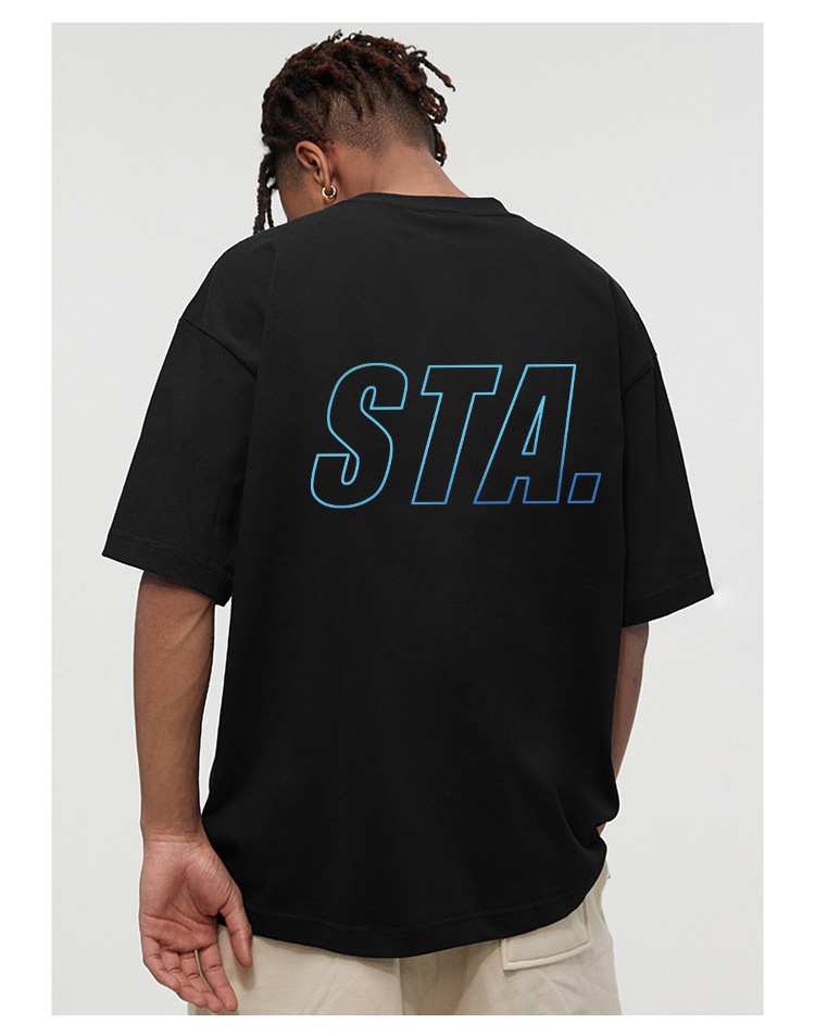 Men's WASSUP HEODS joint model temperature-sensitive color-changing short-sleeved T-shirt men's trendy brand heavy loose round neck ins top clothes_voghion.com