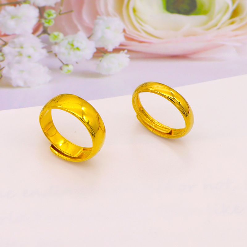 Autentico anello in oro sabbia per coppia nel colore del matrimonio, con superficie liscia e placcata in simulazione che non sbiadirà a lungo._voghion.com
