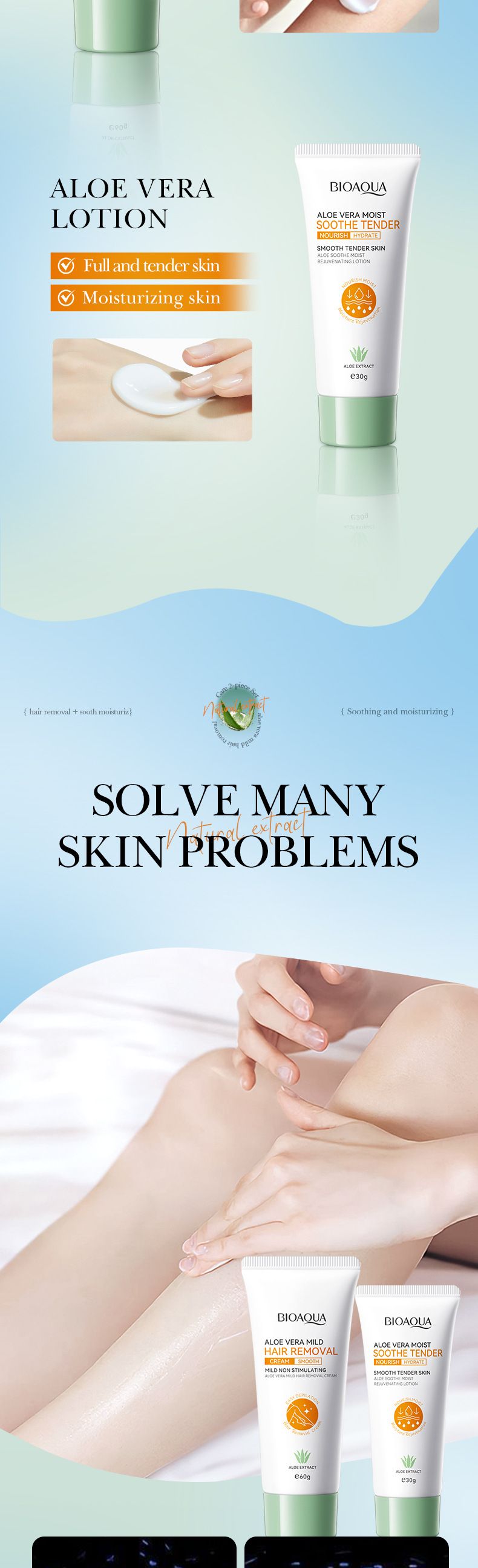 Crème dépilatoire douce à l'aloe vera, coffret de 2 pièces pour les aisselles_voghion.com