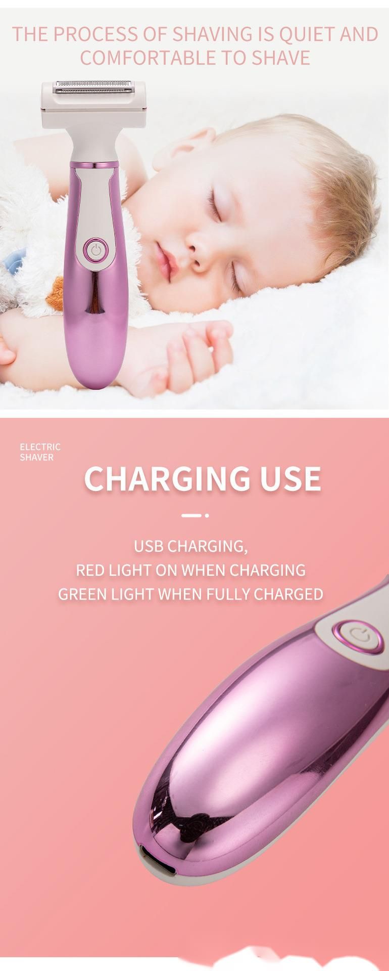 4-in-1 Multifunktions-Elektrorasierer für Damen – Rosa Haarentfernung für Koteletten und Achseln_voghion.com