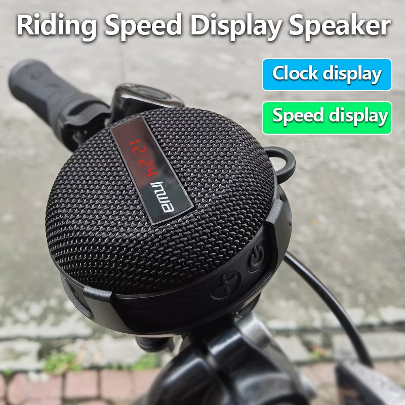 Intelligente LED-Digitalanzeige, kabelloses Radfahren, Fahrrad, Bluetooth-Lautsprecher, tragbarer, wasserdichter Outdoor-Subwoofer, Freisprecheinrichtung / TF-Karte_voghion.com