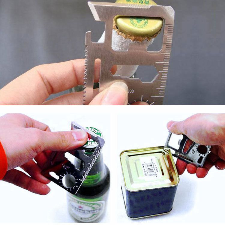 Multi-Tools Tasche Outdoor Wandern Camping EDC-Tool Multifunktions-Flaschenöffner Kreditkartenhalter Geldbörsen Notfall-Überlebens-Kit_voghion.com