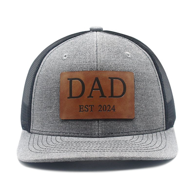 Unisex DAD EST 2024 Leather label baseball cap Net hat Truck hat Men's sun hat Duck cap_voghion.com