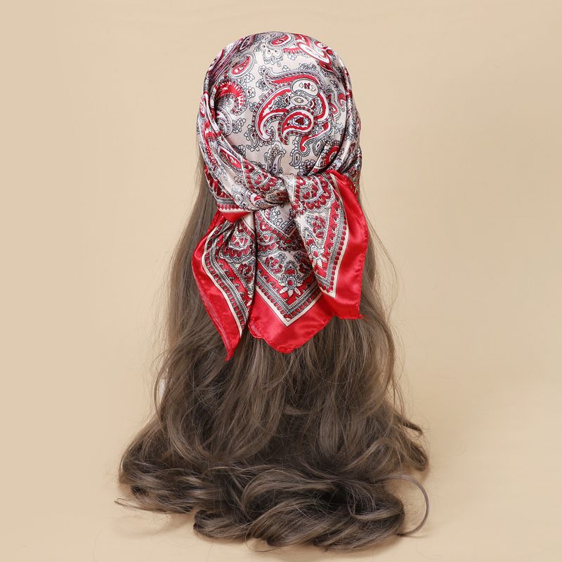 60cm Silk-Like Square Scarf Flight Attendant Style Neck Scarf Elegant Uniform Accessory Handbag Tie_voghion.com