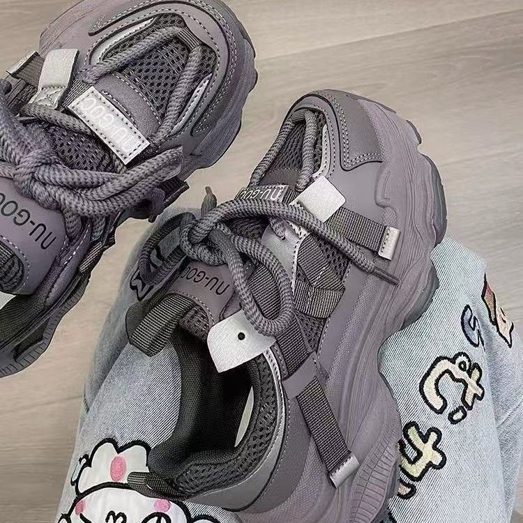 Dad Sneakers Thick Sole Height Increasing Korean Trendy Women's 2025 Spring Autumn Versatile Ins Style Non-Slip Casual_voghion.com