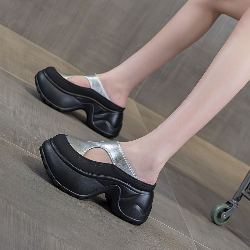 Small Thick-soled Bag Head Slippers Female One Pedal Lazy Wear Casual Versatile Cool Slippers_voghion.com