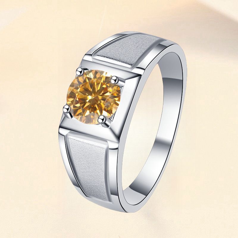 Gekleurde Moissanite Heren Diamant Matte Klassieke Mode Effen Textuur S Puur Zilveren Ring Trend_voghion.com