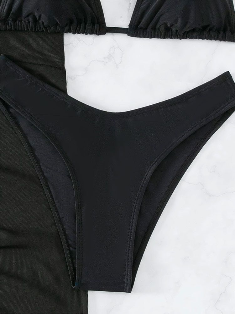 Women's 3-Piece Sexy Bikini Set - Lace Blouse & High Waist Swimwear For Beach Vacation_voghion.com