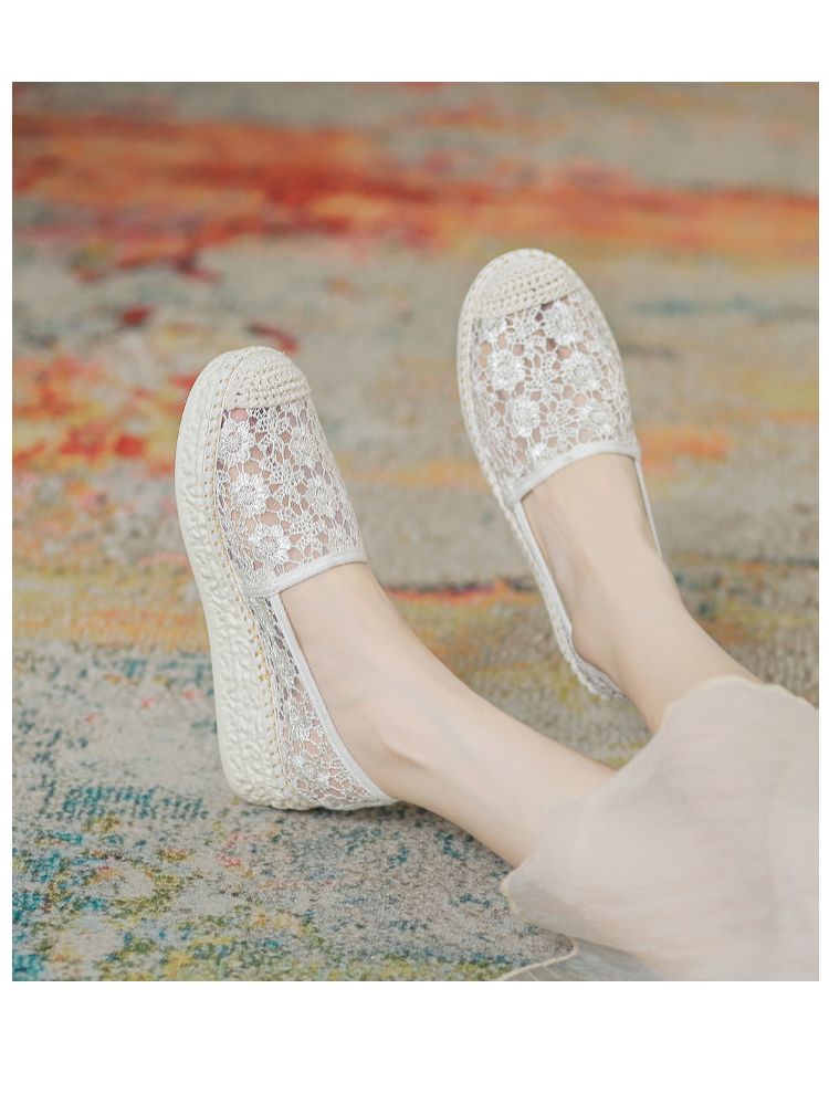 Breathable Mesh Platform Spring Plaid Wedge Fisherman Shoes_voghion.com