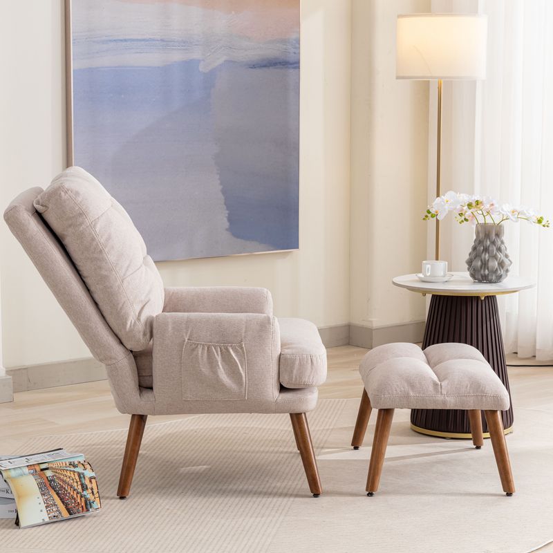 Fauteuil inclinable avec repose-pieds, réglable en 5 positions et rangement latéral, design ergonomique pour le salon_voghion.com