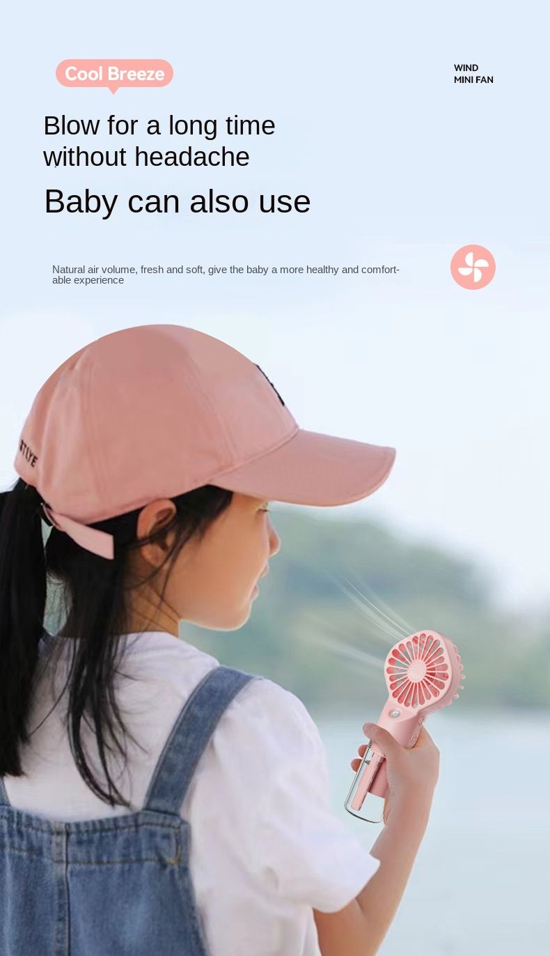 Mini Handheld USB Rechargeable Portable Misting Fan With 4 Adjustable Speed Spray Water Mist For Outdoor Camping And Traveling_voghion.com