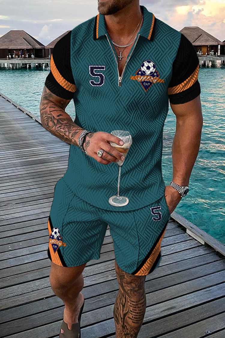 Polo da uomo 3D con stampa a catena | Completo a maniche corte slim fit_voghion.com