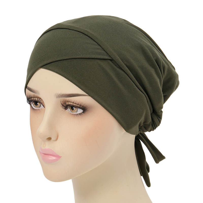 new multi-color satin lining turban hat drawstring bottom hat forehead cross strap hood_voghion.com
