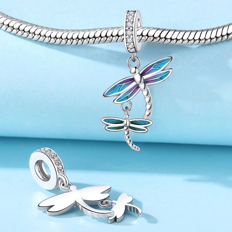 Women's Jewelry Insect Dragonfly Butterfly Firefly Charm Pendant Beads Jewelry With Bracelet Pieces White Copper Plated Silver_voghion.com