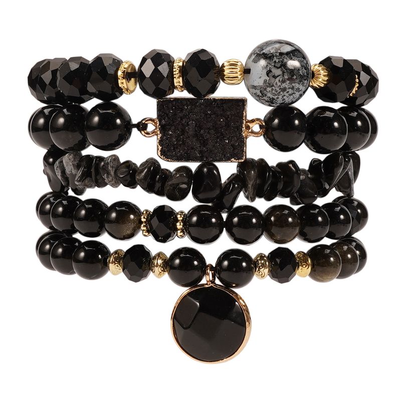Bohemesche Stapelstil Natursteen Obsidian Wäisst Türkis Kristall Knospemix_voghion.com