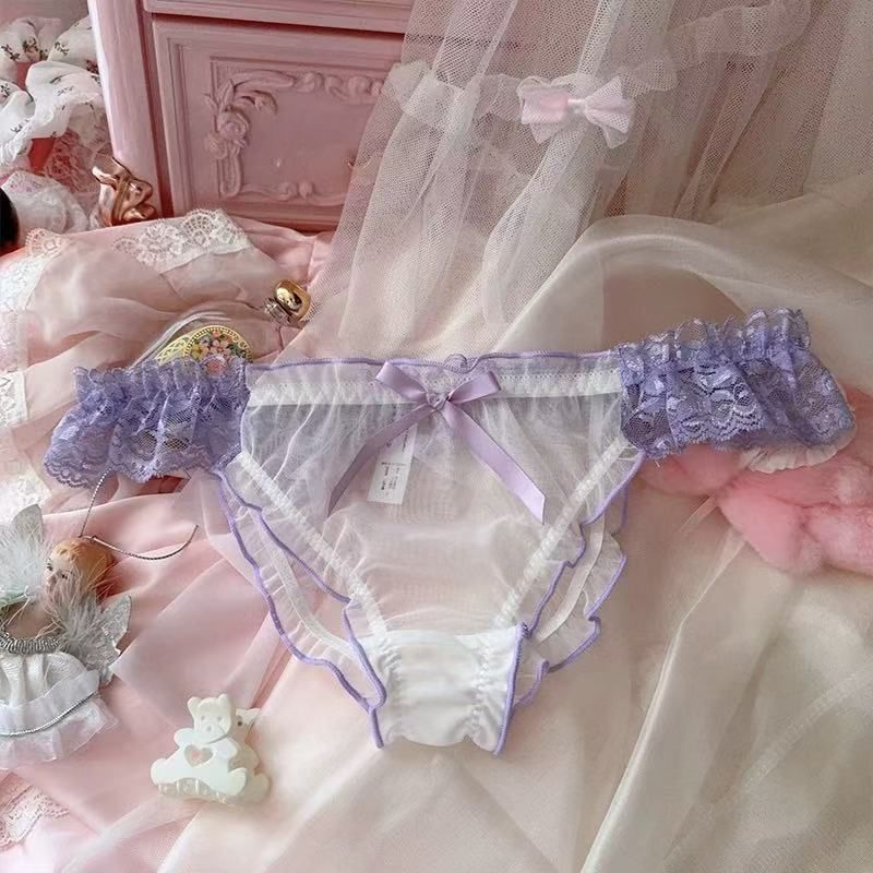 LuvBox Rose Red Temptation Charm giapponese e coreano elastico a vita bassa sexy mesh Pure Desire pizzo triangolo mutandine da donna_voghion.com