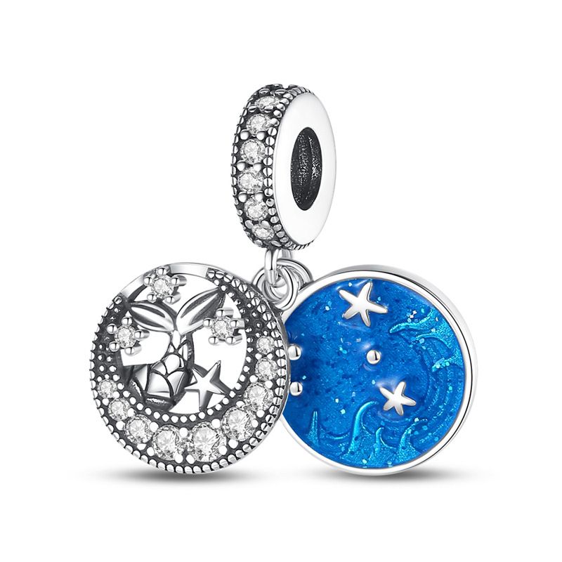 Gioielli da donna in argento placcato rame con pietra intarsiata in conchiglia, ciondolo a due pezzi con perline, bracciale fai da te Panjia, accessori_voghion.com