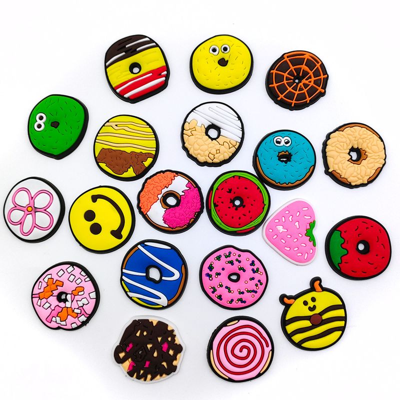 20 Set Cartoon Donut Serie Schuhe Blume Schuh Schnalle Weichen Kleber Nette Garten Schuh Zubehör Zubehör_voghion.com
