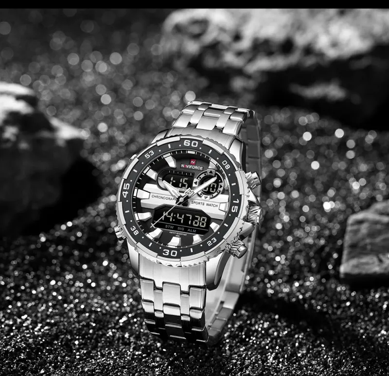 Original Trend Brand LCD Display Analog Digital Quartz Man Clock 30m Waterproof Luminous Wristwatch_voghion.com