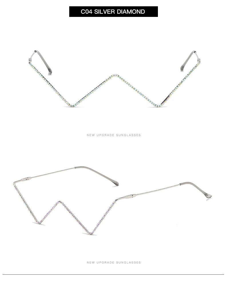 Montature per occhiali da sole in cristallo di nuova moda per donna Occhiali da vista con diamanti piccoli Linea occhiali in lega Occhiali con mezza montatura punk_voghion.com