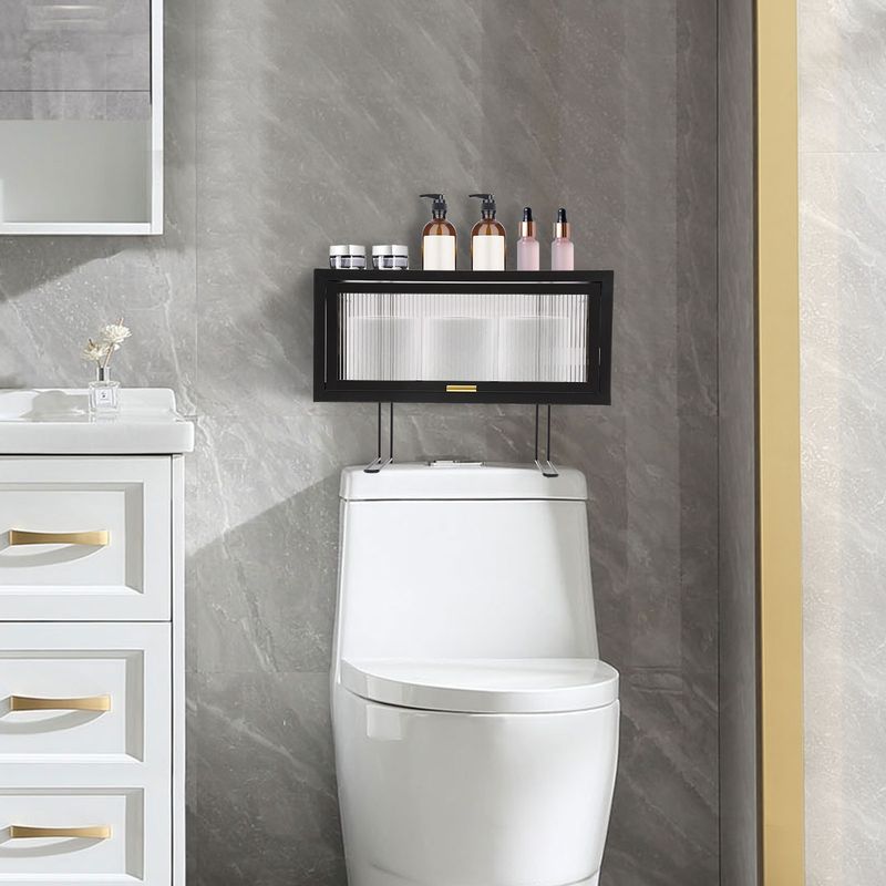 Badezimmer-Wand-Organizer, Möbel Mit Transparenter Tür Und Haken, Zusammenklappbarer Wandschrank Für Die Küche, Wandschrank Für Badezimmer, Schwarz_voghion.com