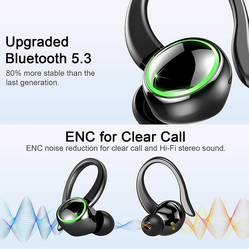 TWS Sports Earbuds Bluetooth 5.3 HIFI Bass Wireless Headphones LED Touch Hands-free Earphone Noise Cancelling Waterproof_voghion.com
