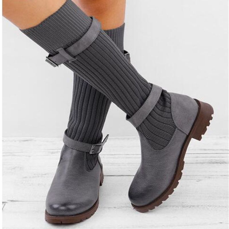 Damesschoenen Wol Grote Maat Leren Laarzen_voghion.com