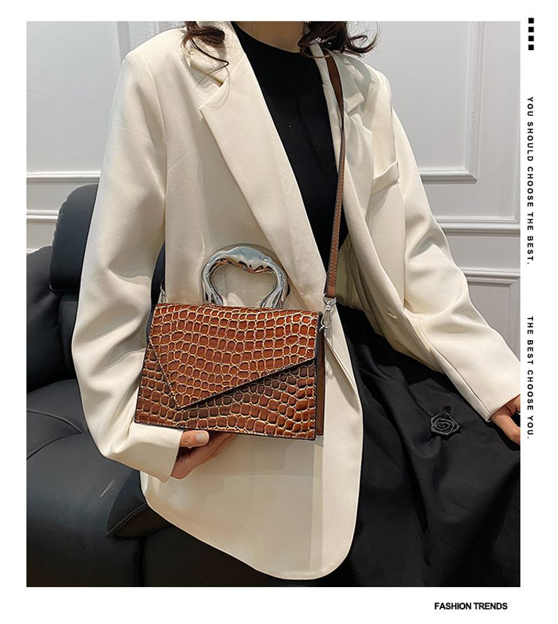 New Love Handheld-Tasche für Damen, Retro-Steinmuster, kleine quadratische Tasche, trendige und vielseitige Textur,_voghion.com