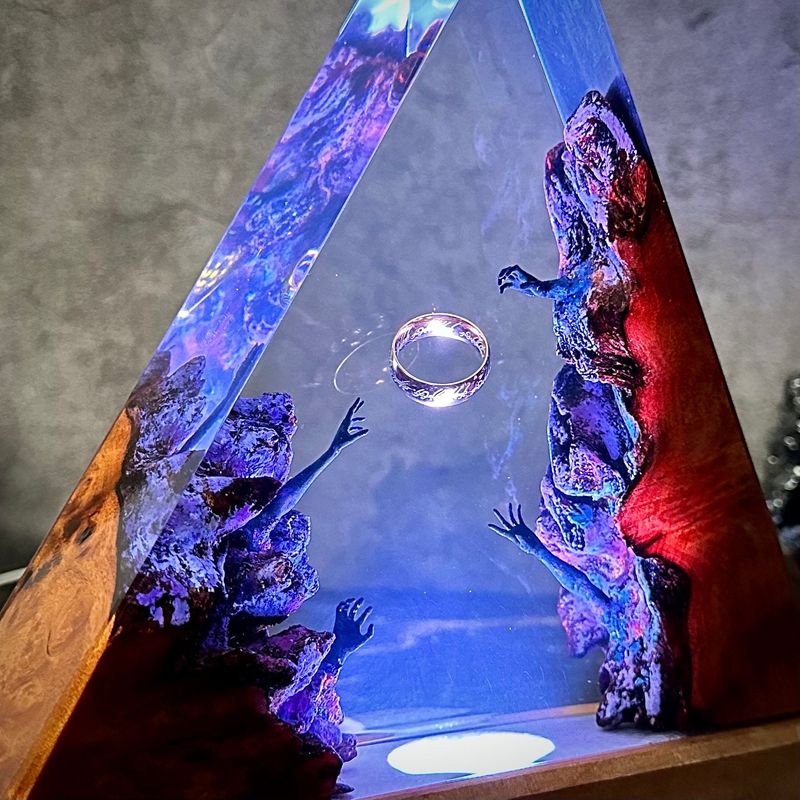 The Lord Of The Rings Epoxy Wooden Night Handmade Home Decoration Ocean Resin Light Boyfriend's Gift_voghion.com