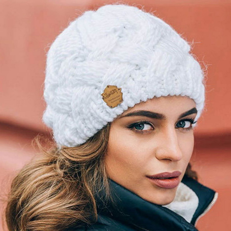 Neue Wintermütze für Frauen, gestrickt, Korea-Mütze, Thic Sullies-Hut, Herbst, im Freien, warme Streetwear-Caps, Rot, Schwarz, Weiß_voghion.com