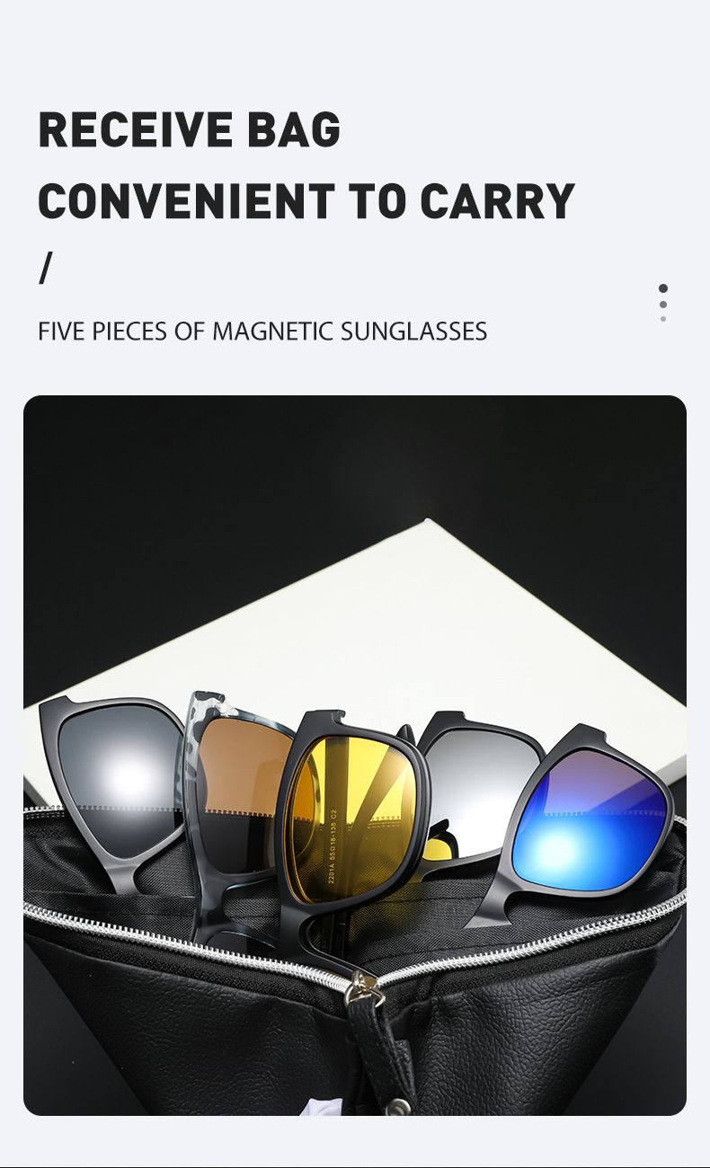 New Arrivals Magnetiske solbriller Clip og optisk brillestel 6 i 1 Kvinder Mænd Polariserede eller Night Vision Multipurpose Eyeglasses_voghion.com