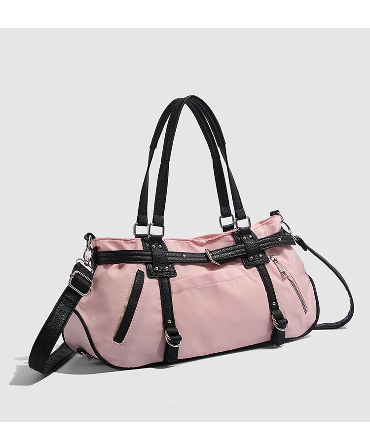 Stylish Unisex Nylon Tote Bag For Travel, Gym & Daily Use - Spacious 20-35L Capacity, Lightweight & Durable (Pink, Black, Leopard Print)_voghion.com