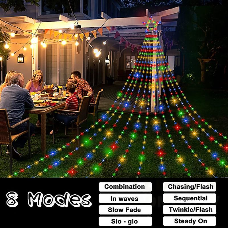 Christmas Pentagram Waterproof String Light Solar Outdoor Festivals Decorations 3M/2M Led Fairy Lamp 8 Modes Family Party Holida_voghion.com