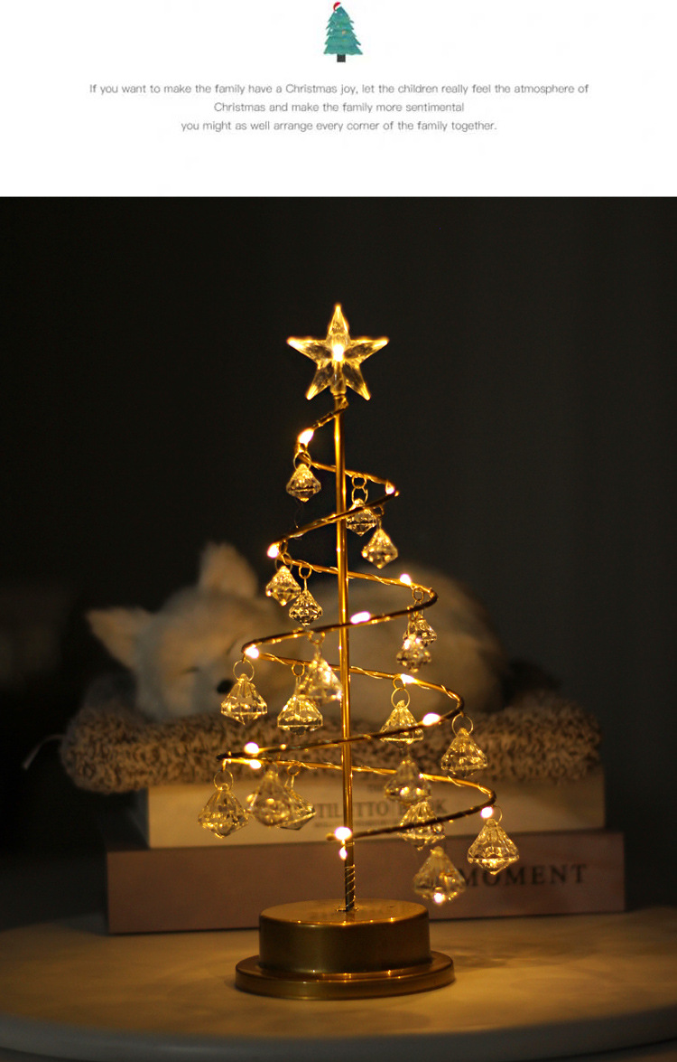 Albero di Natale, piccole luci notturne, luci colorate, luci sagomate, luci da scrivania per camera da letto con diamanti di cristallo, luci decorative, ornamenti natalizi_voghion.com